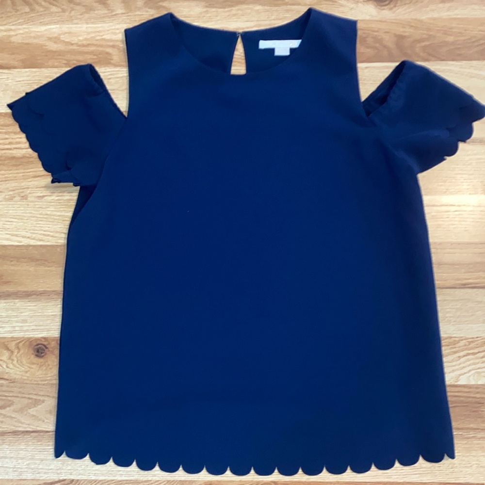 Cooper & Ella Dark Navy Blue Cold Shoulder Blouse